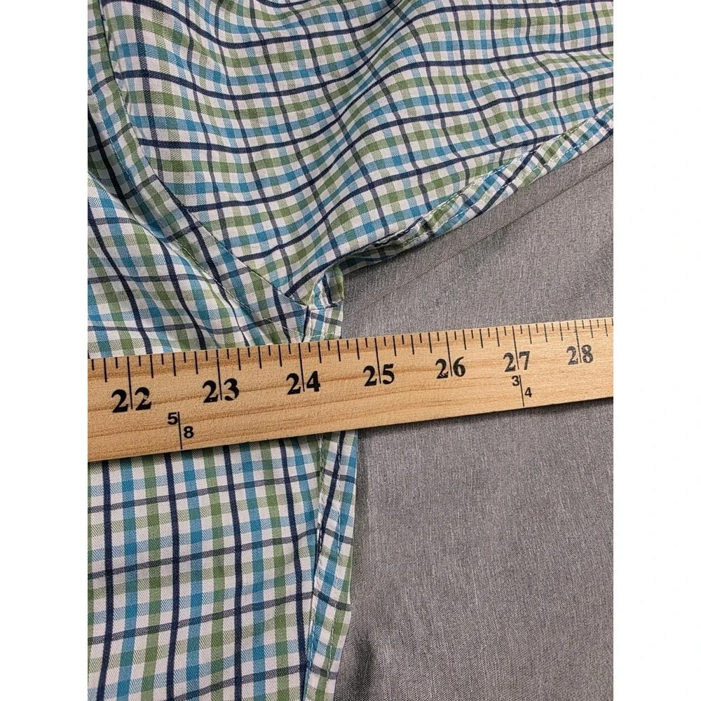 Peter‎ Millar Shirt Mens Large Blue Green Button Up L/S Plaid Casual Preppey